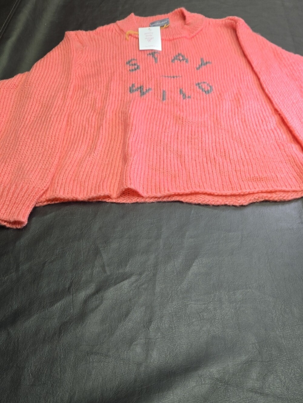 Wooden Ships Coral Crewneck Sweater with 'STAY WILD'